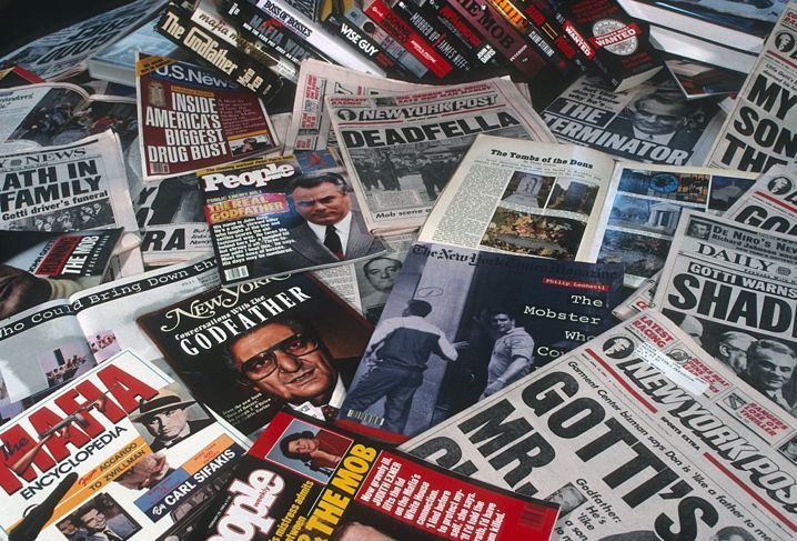 Zeitungen und Zeitschriften über Mafia am 1. Juni 1991 in New York, New York