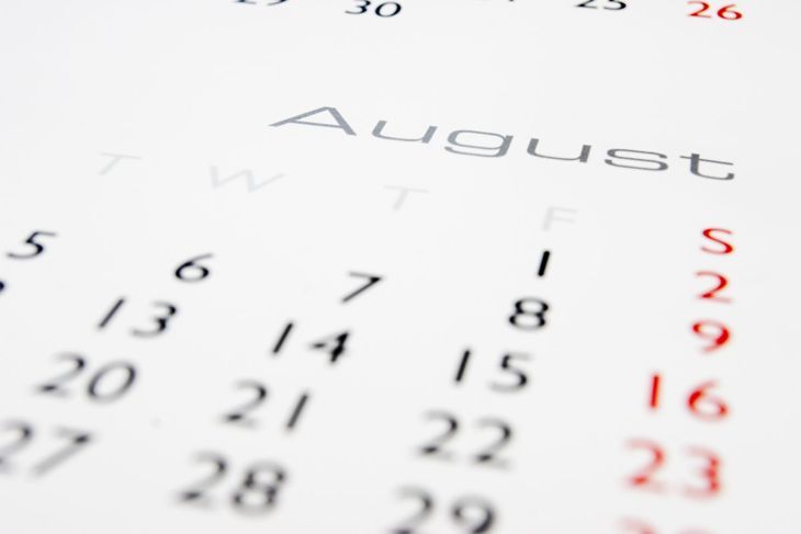 Kalender August Nationalfeiertage Sommer